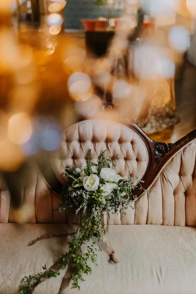 Couch-at-grand-rapids-wedding-venue Picture of a vintage couch at The Cheney Place, an affordable wedding venue in Grand Rapids.